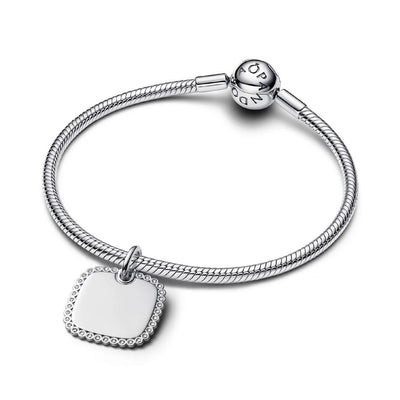 Collane Donna Pandora  Pendente Medaglia Quadrata Luminosa da incidere - 394009C01