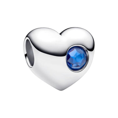 Charm Donna Pandora Cuore con Pietra Blu Settembre da Incidere - 794161C09