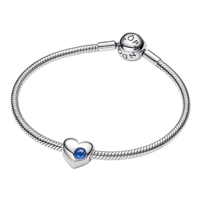 Charm Donna Pandora Cuore con Pietra Blu Settembre da Incidere - 794161C09