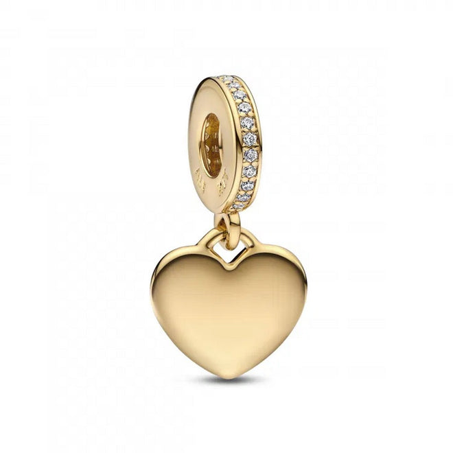 <br />Charm Donna Pandora Cuore Pendente da incidere Placcatura in Oro 14k - 768761c01<br />