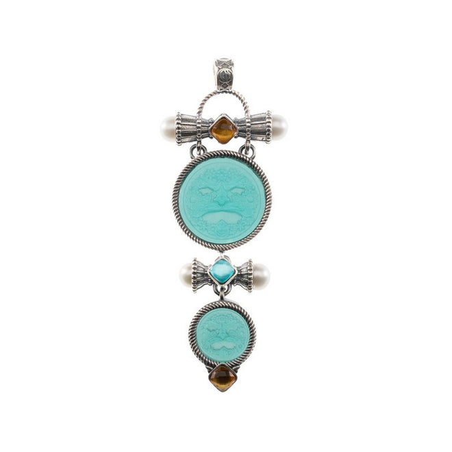 Ciondolo Gerardo Sacco in argento con paste vitree, triplette e perle  - 35134lagmasch