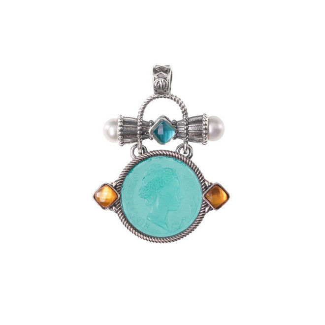 Pendente Gerardo Sacco in argento con paste vitree, triplette e perle - 35133lag