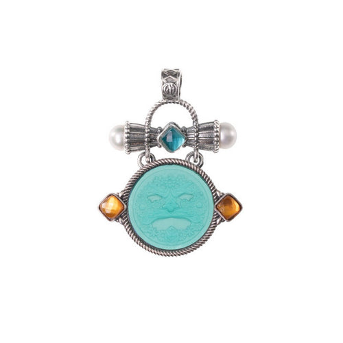 Pendente Gerardo Sacco in argento con paste vitree, triplette e perle - 35133lagmasch