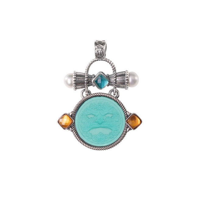 Pendente Gerardo Sacco in argento con paste vitree, triplette e perle - 35133lagmasch