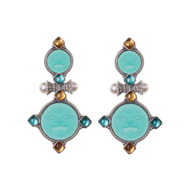 Orecchini Gerardo Sacco in argento con paste vitree, triplette e perle  - 35132lagmasch