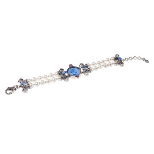 Bracciale Gerardo Sacco in argento con paste vitree, triplette e perle  - 35135lav