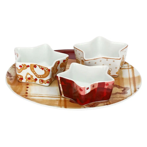 Thun Piatto grande con 3 ciotole in porcellana Thunland - T10615394P00