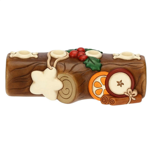 Thun Portacandele natalizio tronchetto in ceramica - T10645338A82