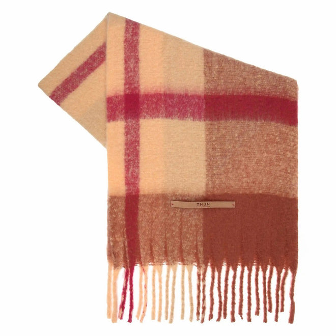 Thun Sciarpa in poliestere a quadri con frange - T10722640P00
