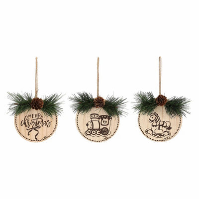 Thun Set 3 addobbi natalizi tondi in legno - T10654254P00