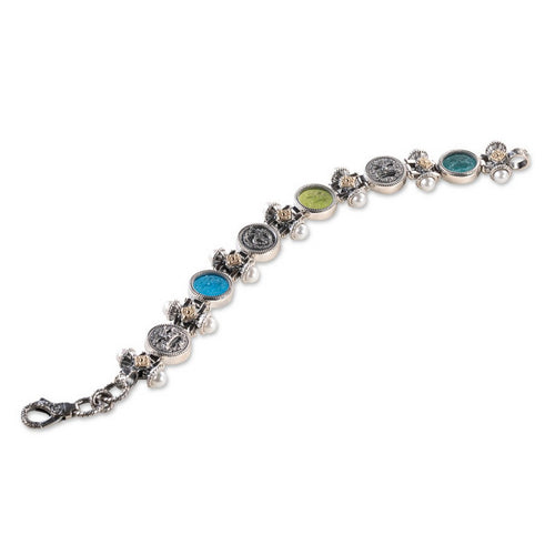 Bracciale Donna Gerardo Sacco in argento e oro con pasta vitrea e perla - 35130