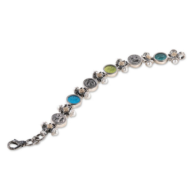 Bracciale Donna Gerardo Sacco in argento e oro con pasta vitrea e perla - 35130