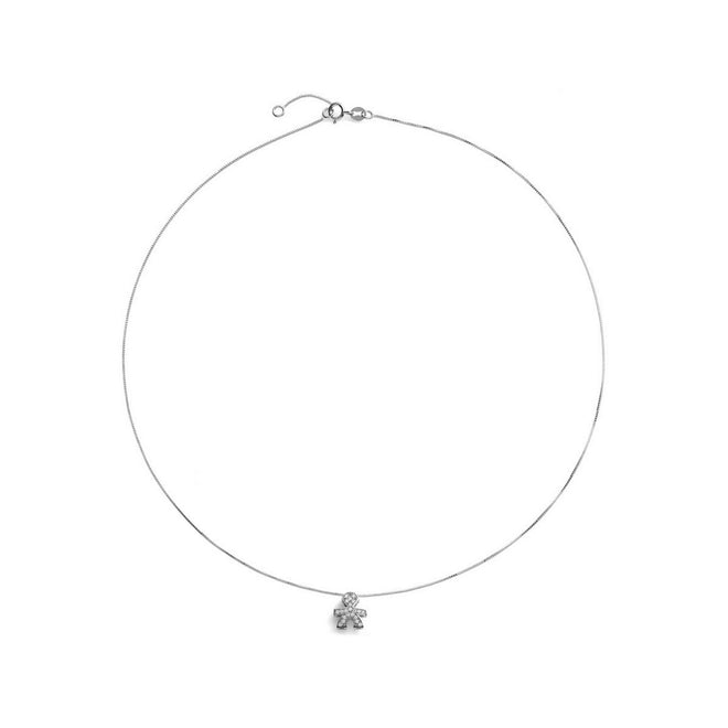 Ciondolo LeBebè I Tesorini con sagoma bimbo in oro bianco e diamanti - LBB950