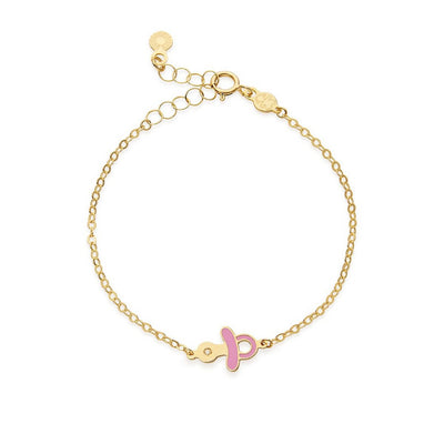 Bracciale LeBebè Lucciole in oro giallo ciuccio rosa e diamante - PMG207