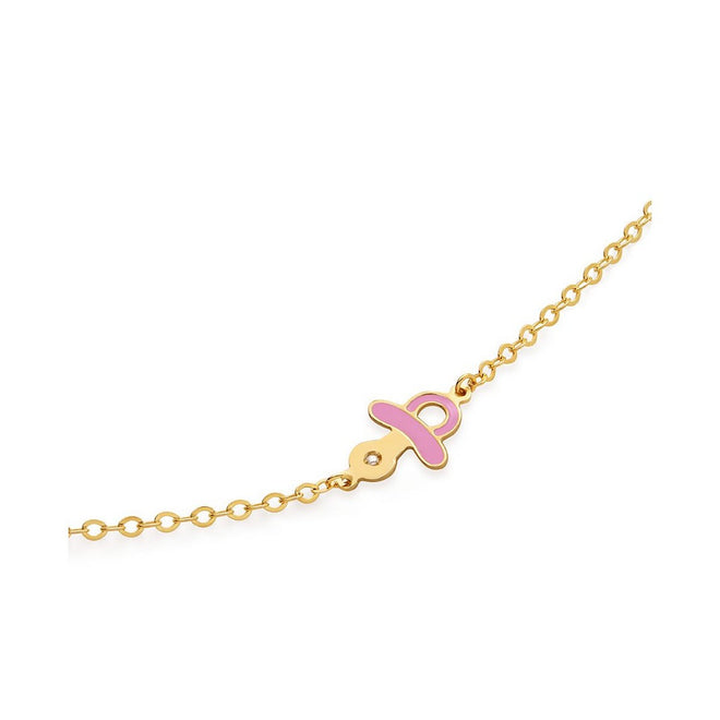 Bracciale LeBebè Lucciole in oro giallo ciuccio rosa e diamante - PMG207