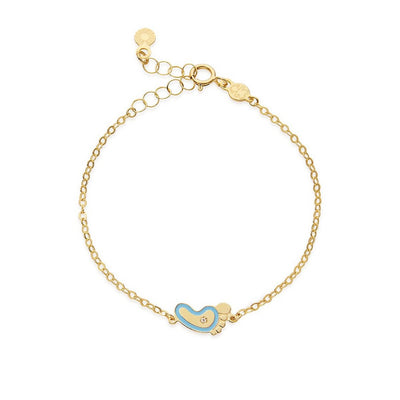 Bracciale LeBebè Lucciole in oro giallo piedino azzurro e diamante - PMG204