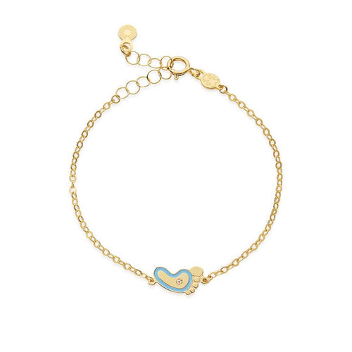Bracciale LeBebè Lucciole in oro giallo piedino azzurro e diamante - PMG204