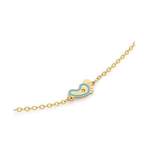 Bracciale LeBebè Lucciole in oro giallo piedino azzurro e diamante - PMG204