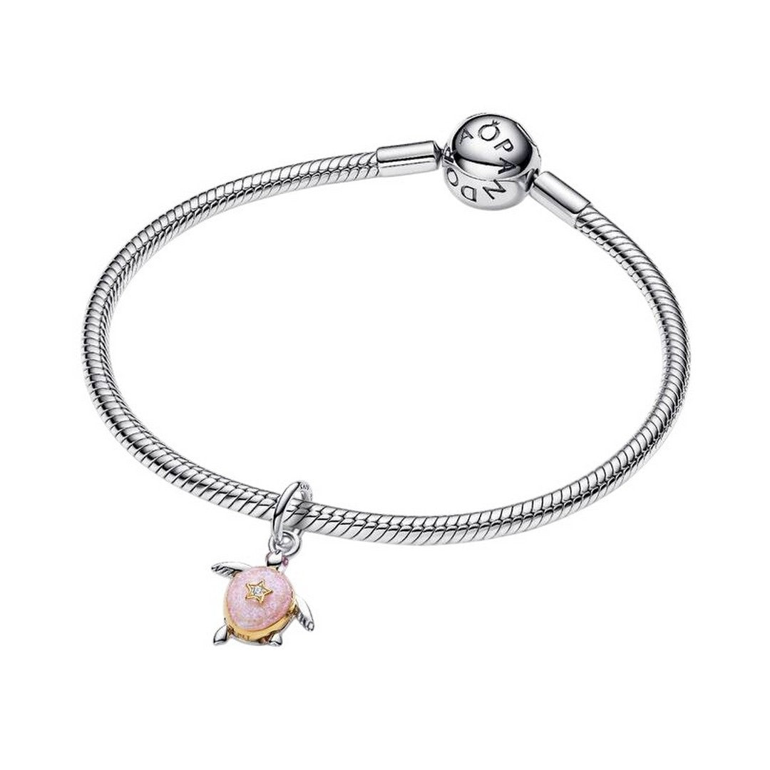 PANDORA Charms Pendente Tartaruga Marina Rosa con diamante creato in laboratorio - 764432C01