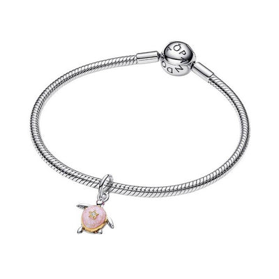 PANDORA Charms Pendente Tartaruga Marina Rosa con diamante creato in laboratorio - 764432C01