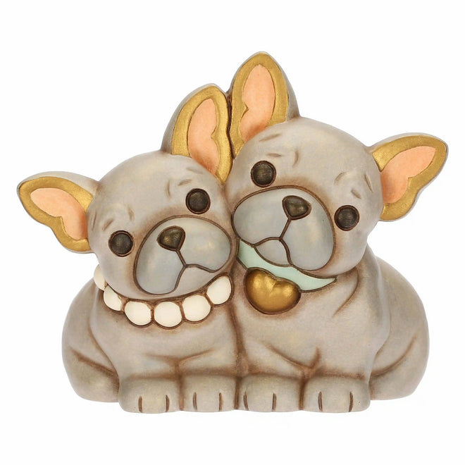 Thun Coppia cani bulldog francese in ceramica, media - T11354274H90