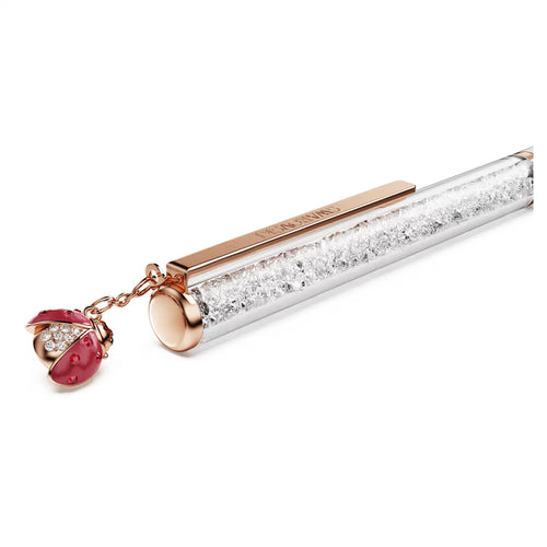 Swarovski Penna a sfera Crystalline Coccinella, Bianco, Laccato rosso, placcato oro rosa - 5732981