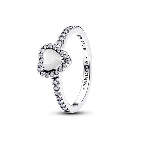 Pandora Moments Anello Donna Cuore in Rilievo Bianco - 198421C11