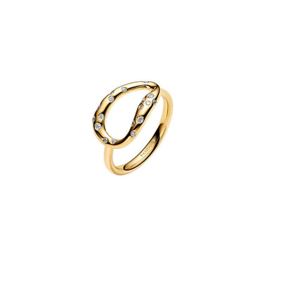 PANDORA Anello Ovale Linea Sinuosa con Pietre Luminose - 164676C01