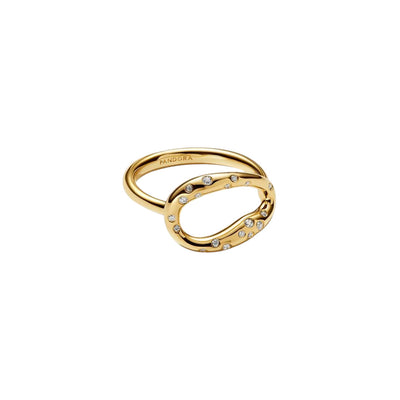 PANDORA Anello Ovale Linea Sinuosa con Pietre Luminose - 164676C01