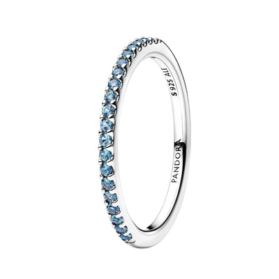 PANDORA Anello Fascia Sottile Azzurro Pavé - 192999C03