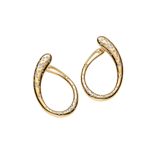 PANDORA Orecchini Donna Cerchi Ovali Linea Sinuosa con Pietre Luminose - 264660C01