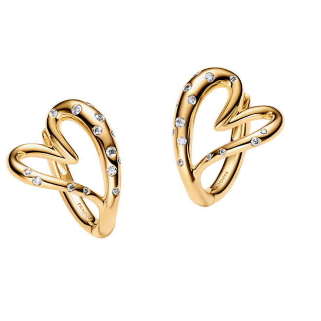 PANDORA Orecchini Donna Cuore Linea Sinuosa con Pietre Luminose - 264664C01