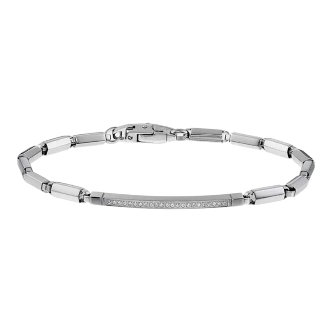 Bracciale Uomo Zancan Fascia Zirconi Bianchi Centrale - EHB450