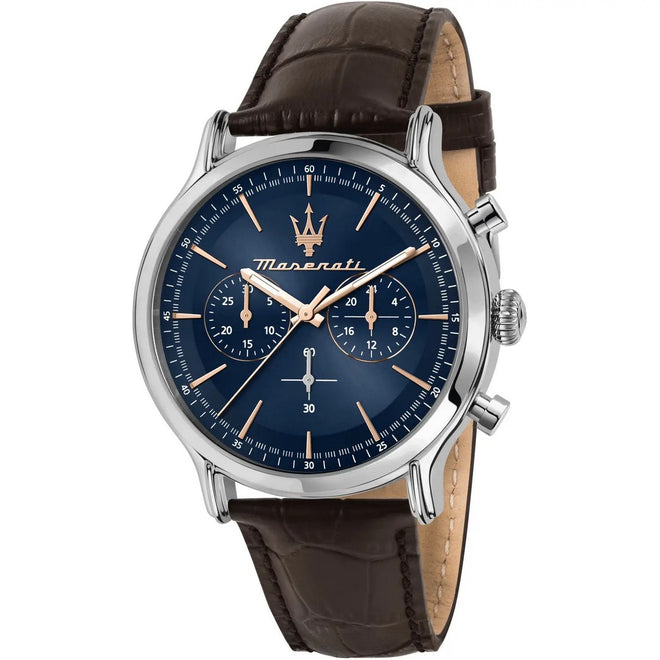 Orologio Uomo Maserati Epoca Chr Blue Dial Brown St - R8871618014 - Gioielleria De Patto