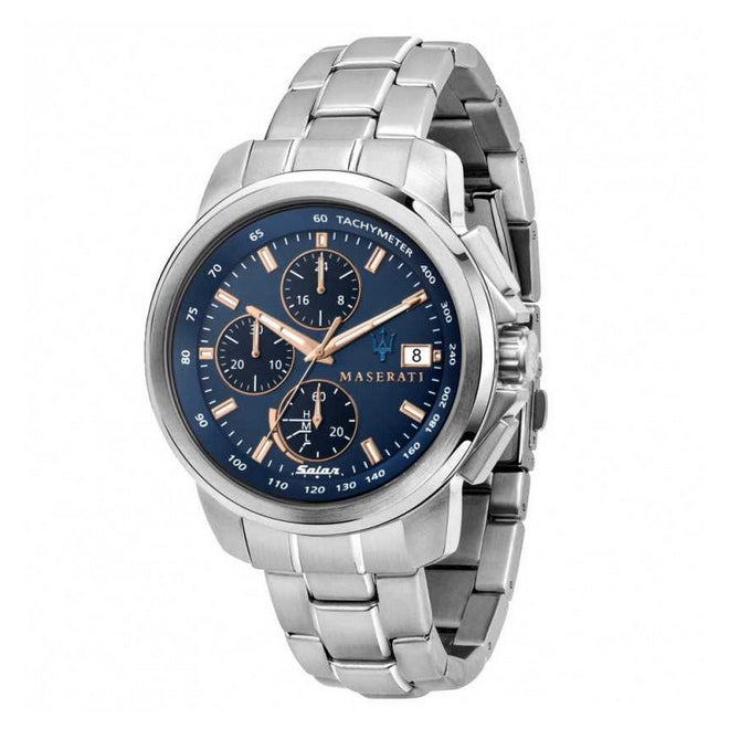 Orologio Uomo Maserati Successo Solar 44Mm Blue Dial Br Ss - R8873645004