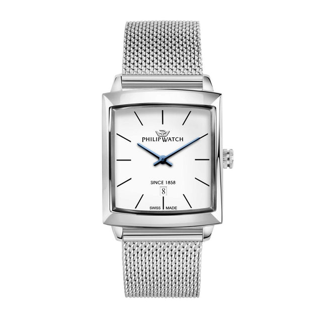 Philip Watch Newport 35X30Mm 2H White Dial Mesh Br Ss