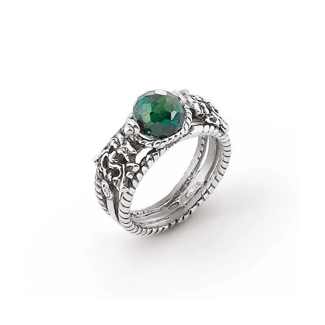 Anello Donna Gerardo Sacco con Pietra Sfaccettata Verde - 39828ve