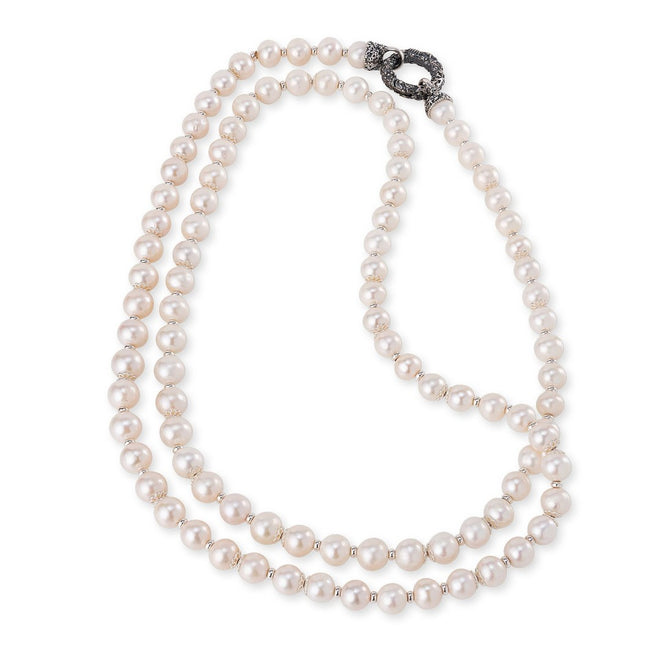 Collana Donna Gerardo Sacco in Argento e Perle Grigie Chanel - 27867pg