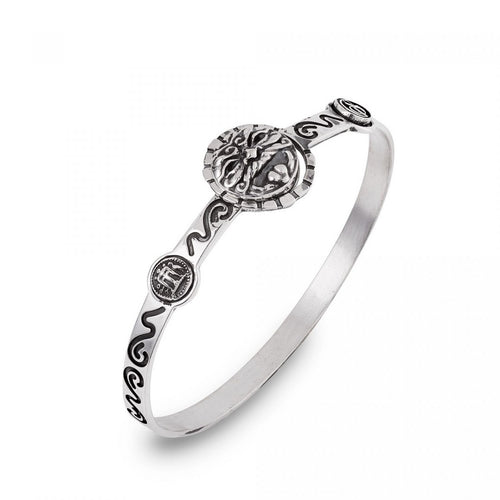 Bracciale Donna Gearado Sacco rigido a scatto con maschera greca e logo - 32366 - Gioielleria De Patto