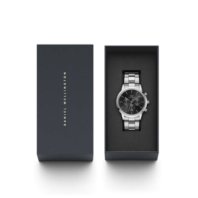 Orologio Uomo Daniel Wellington Iconic Chronograph Link Onyx S - DW00100645 - Gioielleria De Patto