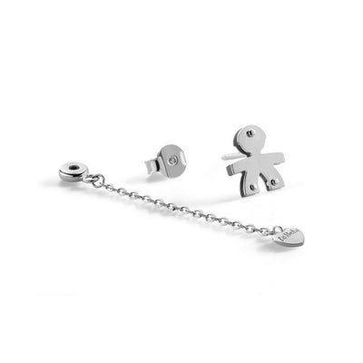 Orecchini Donna I Classici con sagoma bimbo e cuore in oro bianco - LBB531