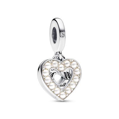 Pendente Donna Pandora Doppio Cuore con Perle Coltivate d'Acqua Dolce - 792649C01 - Gioielleria De Patto