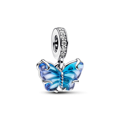 Charm Donna Pandora Pendente Farfalla Vetro di Murano Blu - 792698C01 - Gioielleria De Patto