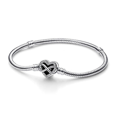 Bracciale Donna Pandora con Chiusura Cuore Infinito Pietre Luminose - 592645C01 - Gioielleria De Patto