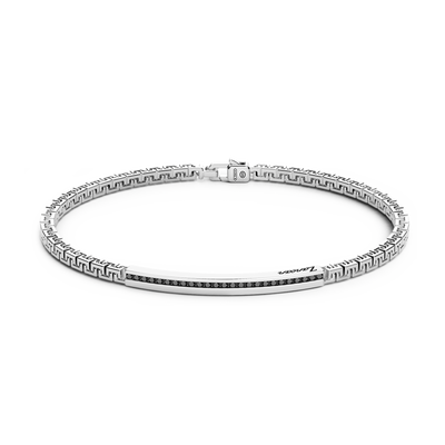 Zancan Bracciale Uomo in argento 925 e zirconi neri in placca centrale - EXB729 - Gioielleria De Patto