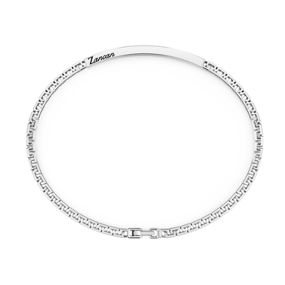 Zancan Bracciale Uomo in argento 925 e zirconi neri in placca centrale - EXB729 - Gioielleria De Patto