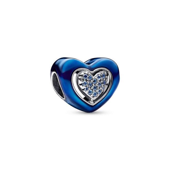 Charm Donna Pandora Cuore Blu Girevole - 792750C01 - Gioielleria De Patto