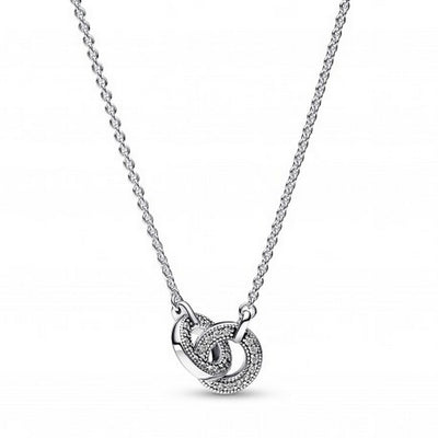 Collana Donna Pandora Cerchi Intrecciati Pavè - 392736C01 - Gioielleria De Patto