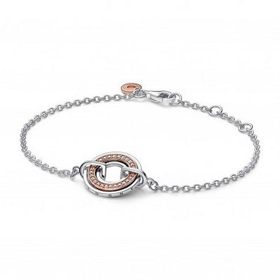 Bracciale Donna Pandora Cerchio Bicolore con Logo e Pavè - 582741C01 - Gioielleria De Patto