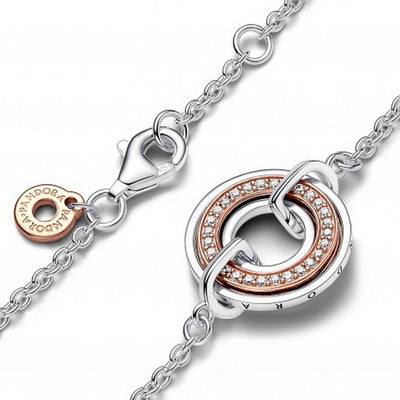 Bracciale Donna Pandora Cerchio Bicolore con Logo e Pavè - 582741C01 - Gioielleria De Patto